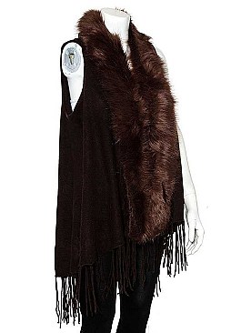 TRIM FAUX FUR VEST