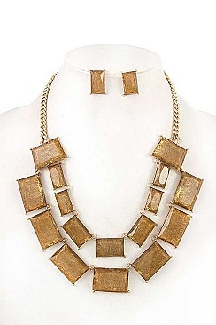 RECTANGULAR LINK BIB NECKLACE SET