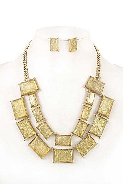 RECTANGULAR LINK BIB NECKLACE SET