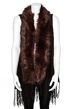 TRIM FAUX FUR VEST