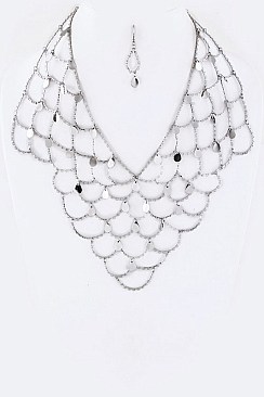 Trendy Metal Net Collar Necklace Set LA-161307Z