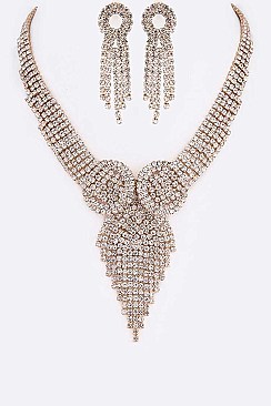 Fringe Rhinestone Statement Necklace Set