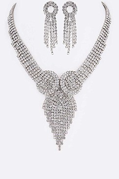 Fringe Rhinestone Statement Necklace Set