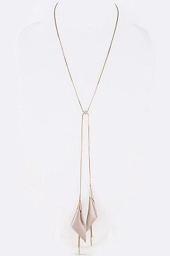 DRAW STRING DOUBLE TASSEL NECKLACE