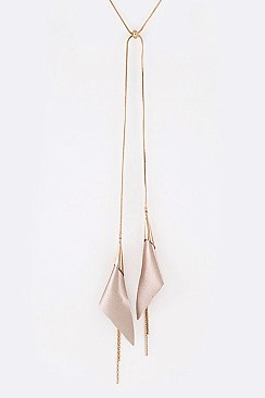 DRAW STRING DOUBLE TASSEL NECKLACE