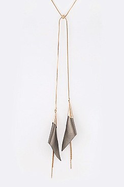 DRAW STRING DOUBLE TASSEL NECKLACE