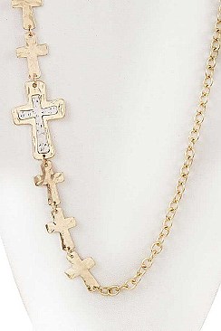 LINKED CROSSES CHAIN NECKLACE SET