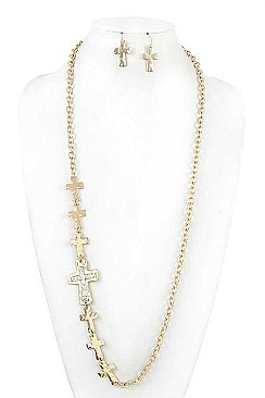 LINKED CROSSES CHAIN NECKLACE SET