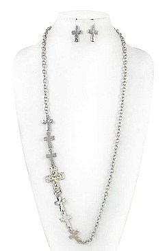 LINKED CROSSES CHAIN NECKLACE SET