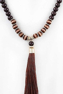 BEADED TASSEL PENDANT NECKLACE SET
