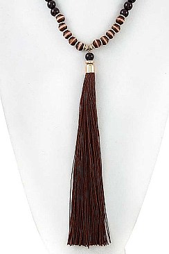 BEADED TASSEL PENDANT NECKLACE SET