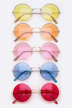 Pack of 12 Mix Color Round Sunglasses Set