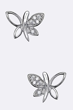 Cubic Zirconia Butterfly Studs