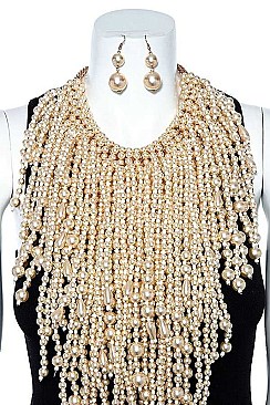 PEARL CLUSTER STATEMENT NECKLACE SET