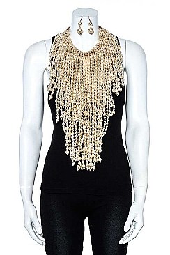 PEARL CLUSTER STATEMENT NECKLACE SET