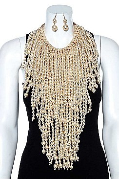 PEARL CLUSTER STATEMENT NECKLACE SET