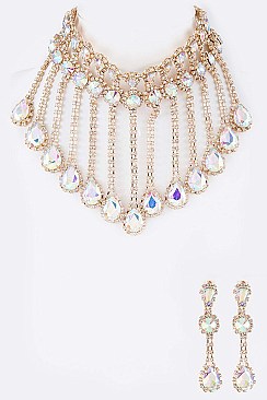 Refined Rhinestone Statement Collar Necklace Set LA-GNE2065