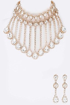 Refined Rhinestone Statement Collar Necklace Set LA-GNE2065