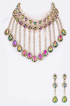 Refined Rhinestone Statement Collar Necklace Set LA-GNE2065
