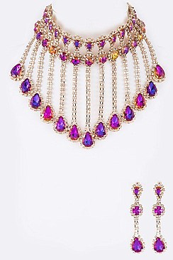 Refined Rhinestone Statement Collar Necklace Set LA-GNE2065