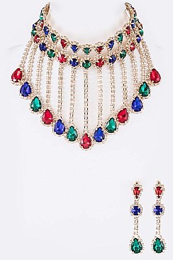 Refined Rhinestone Statement Collar Necklace Set LA-GNE2065