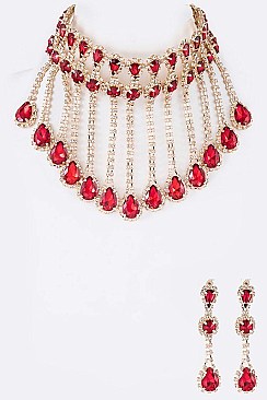 Refined Rhinestone Statement Collar Necklace Set LA-GNE2065