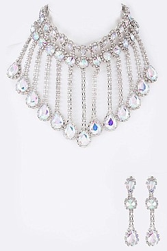 Refined Rhinestone Statement Collar Necklace Set LA-GNE2065