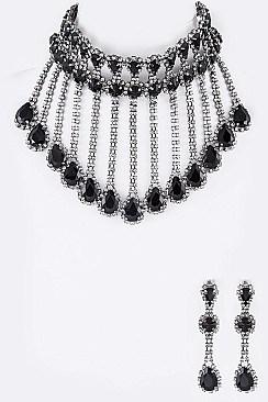 Refined Rhinestone Statement Collar Necklace Set LA-GNE2065