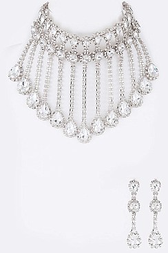 Refined Rhinestone Statement Collar Necklace Set LA-GNE2065