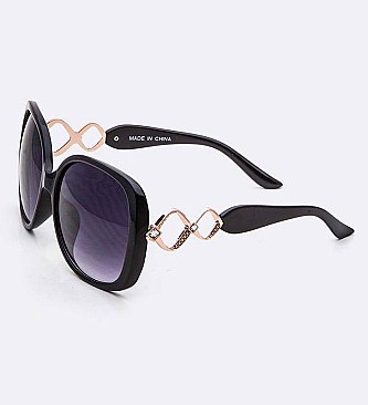 Pack of 12Pcs Assorted Color Crystal Infinity Temple Fashion Sunglasses