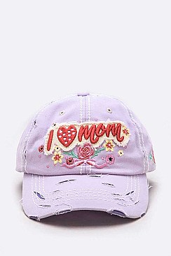 I Love Mom Embroidered Vintage Cap