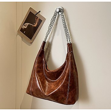 Multi-Compartment Chain Hobo Bag