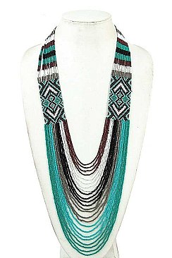 BEADED MULTI ROW NECKLACE