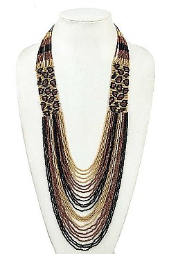 BEADED MULTI ROW NECKLACE