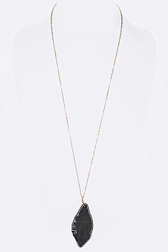 Sliced Stone Pendant With Chain LA-CN4073
