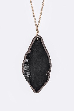 Sliced Stone Pendant With Chain LA-CN4073