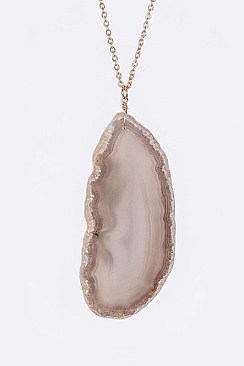 Sliced Stone Pendant With Chain LA-CN4073