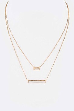 Classic Mother of Pearl Layered Pendant Necklace LAON6486