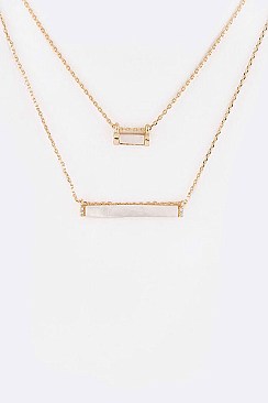 Classic Mother of Pearl Layered Pendant Necklace LAON6486