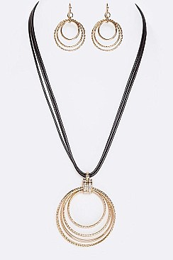 Metal & Crystal Hoops Necklace Set