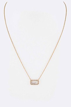 Classy Mother Of Pearl Crystal Pendant Dainty Necklace LAON6482