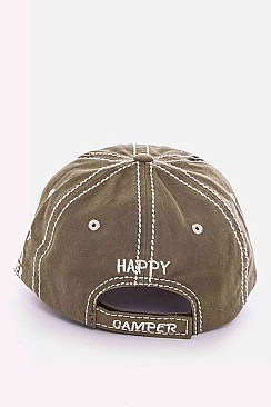 Embroidered 'Happy Camper' Cotton Cap LA-T13CAM02