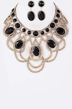 CRYSTAL & RHINESTONE STATEMENT NECKLACE SET