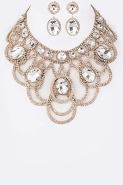 CRYSTAL & RHINESTONE STATEMENT NECKLACE SET