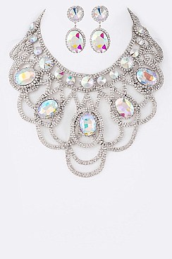 CRYSTAL & RHINESTONE STATEMENT NECKLACE SET