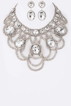CRYSTAL & RHINESTONE STATEMENT NECKLACE SET