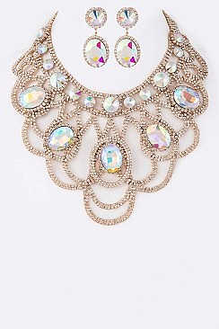 CRYSTAL & RHINESTONE STATEMENT NECKLACE SET