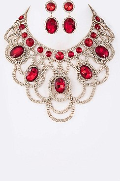 CRYSTAL & RHINESTONE STATEMENT NECKLACE SET