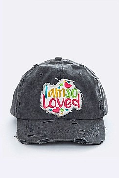 EMBROIDERED "I AM SO LOVED" COTTON CAP