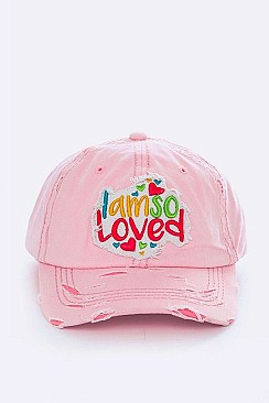 EMBROIDERED "I AM SO LOVED" COTTON CAP
